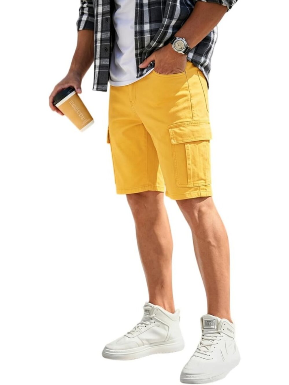 Men's Casual Stretch Denim Cargo Shorts - Skinny Fit, Summer Style, Pockets